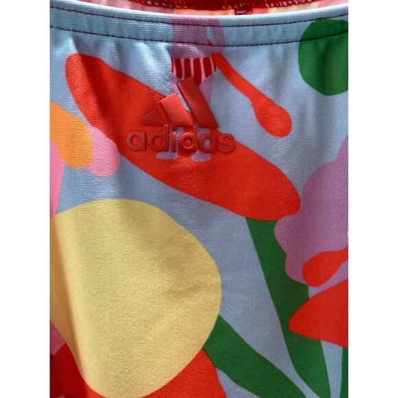 Adidas X Farm Rio Three Stripe Multicolor One Piece Swimsuit - Size 14 (NWT) - Picture 6 of 7
